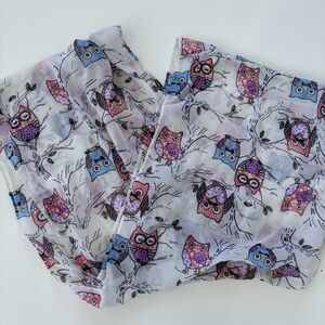 Self Esteem Women's White Lightweight Owl Infinity Scarf Sheer